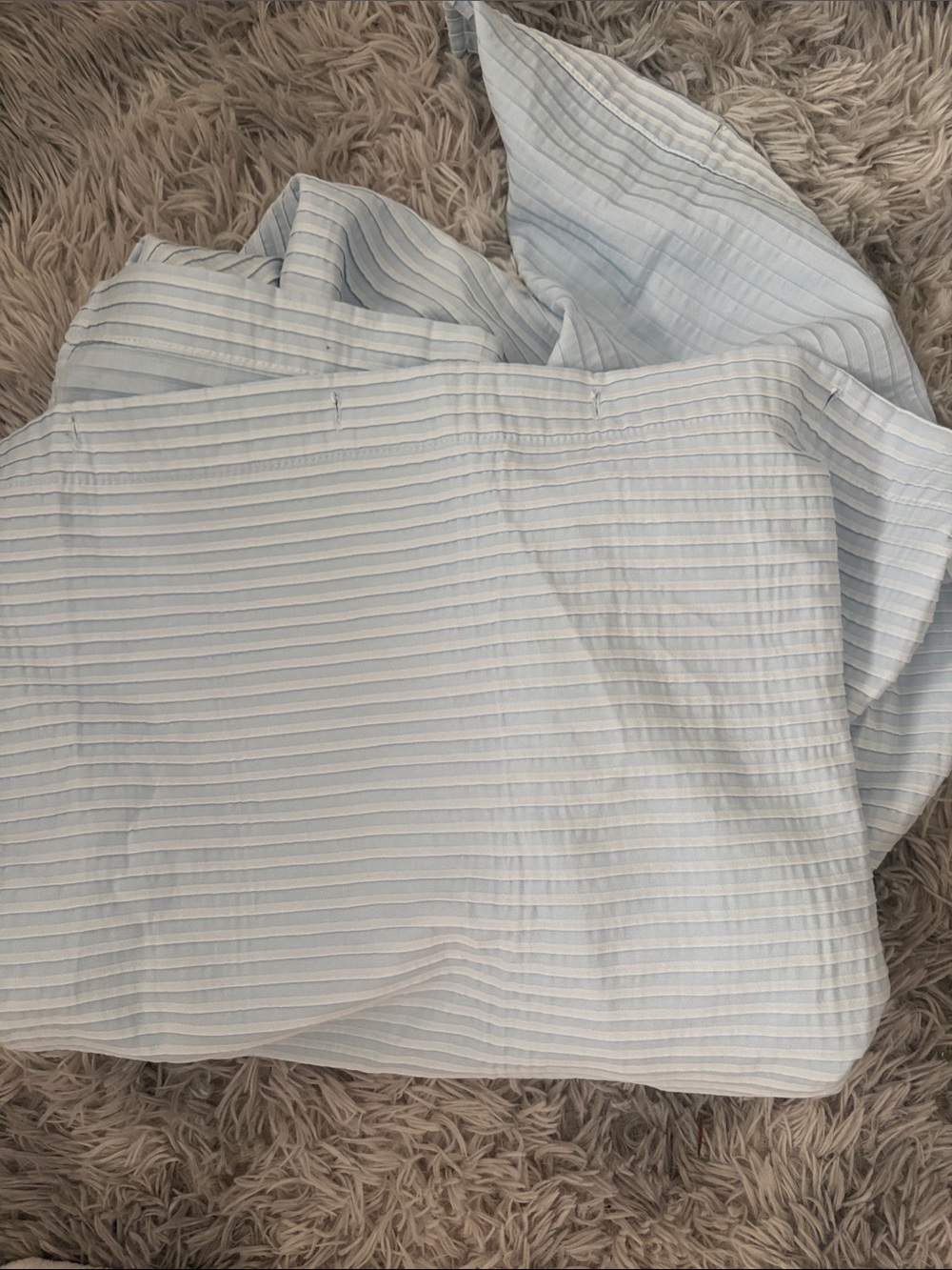 Light Blue and White Striped Shower Curtain